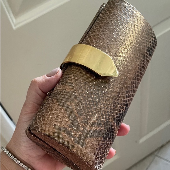 Gold Evening Clutch with Snake print by Banana Republic - Picture 2 of 4